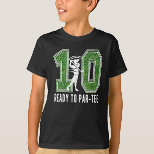 T-shirt 10e anniversaire Gift Joueur de golf 10 ans Garçon