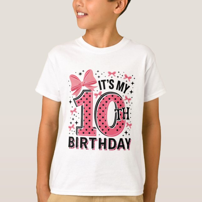 T-shirt 10e Coquette Anniversaire Fille 10 ans Coqu (Devant)
