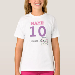 T-shirt 10ème chat personnalisé de blanc d'anniversaire