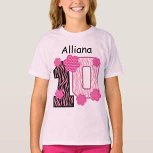 T-shirt 10ème Nom fait sur commande V025A2 de zèbre rose