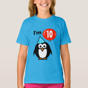 T-shirt 10ème pingouin de la chemise d'anniversaire