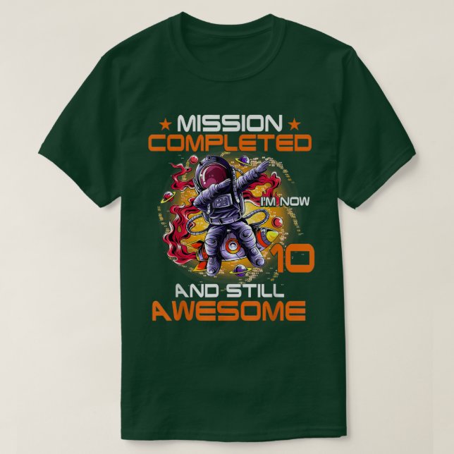 T-shirt 10th Birthday Astronaut 10 Years Old Outer Space B (Design devant)