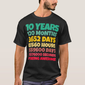 T-shirt 10th Birthday Gift Boy 10 Years Being Awesome