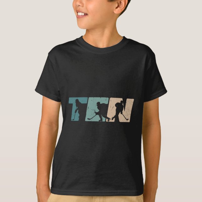 T-shirt 10th Birthday Retro Ice Hockey 10 Years Old Boy Gi (Devant)