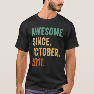 T-shirt 11 Ans 11 Anniversaire Awesome Depuis Octobre