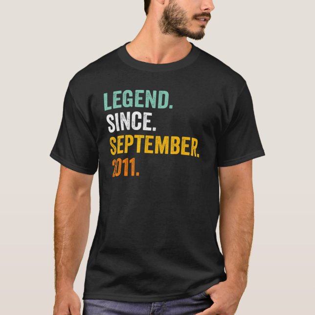 T-shirt 11 ans 11e anniversaire Légende depuis septembre (Devant)