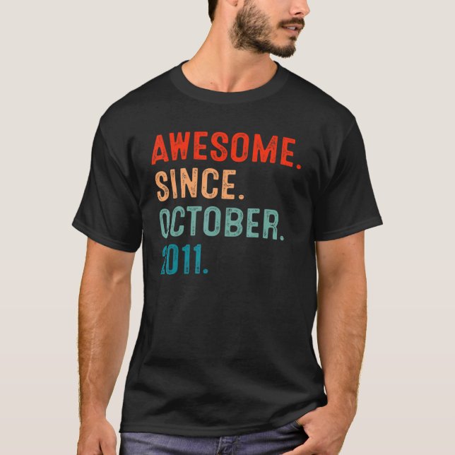 T-shirt 11 Ans Awesome Depuis Octobre 2011 11e Anniversair (Devant)