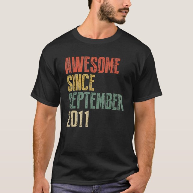 T-shirt 11 Ans Awesome Depuis Septembre 2011 11 1 (Devant)