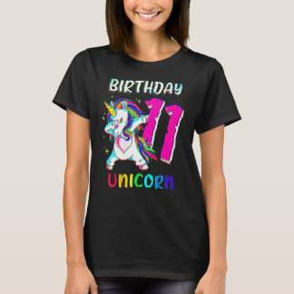 T-shirt 11 ans fille Dabbing Unicorn 11e anniversaire Un