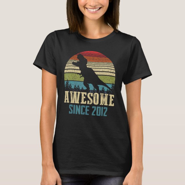 T-shirt 11 Ans Garçon Dinosaur rex Awesome Depuis 2012 B (Devant)