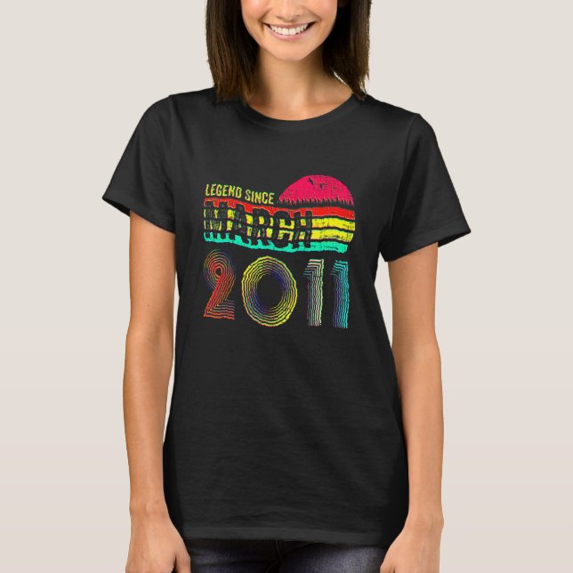 T-shirt 11 Ans Rétro Anniversaire Légende depuis le 20 mar (Devant)
