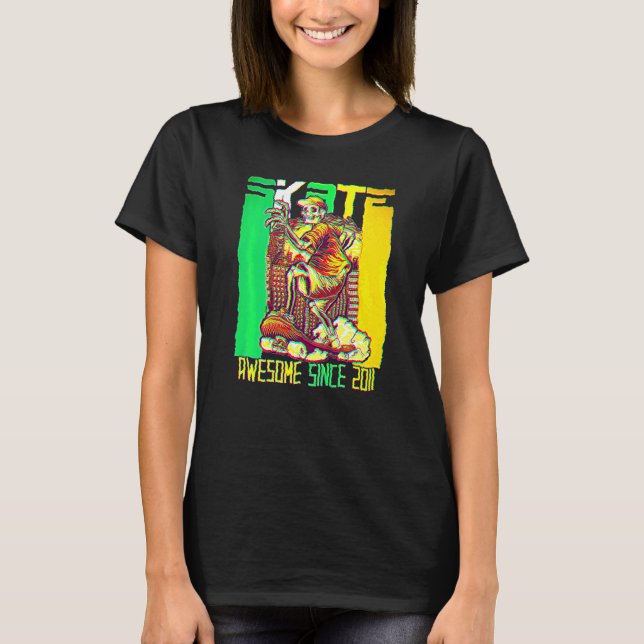 T-shirt 11e Anniversaire Amateurs de skateboard Skater Awe (Devant)