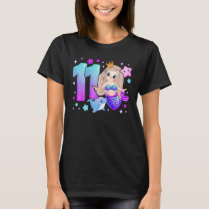 T-shirt 11e anniversaire fille 11 ans, Sirène, numéro 11