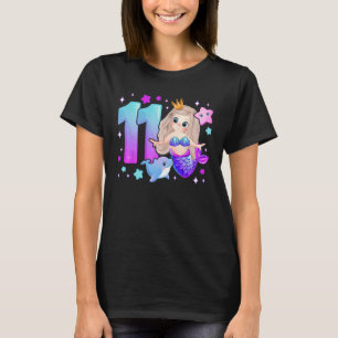 T-shirt 11e anniversaire fille 11 ans, Sirène, numéro 11