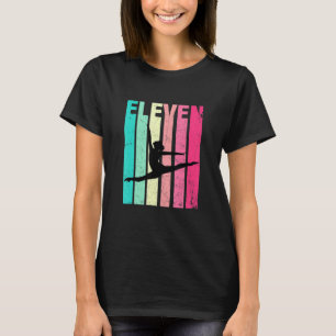 T-shirt 11e anniversaire Gymnastique rétro Filles 11 ans