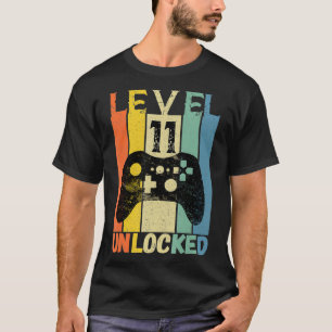 T-shirt 11e Anniversaire Niveau 11 Jeu vidéo déverrouillé 