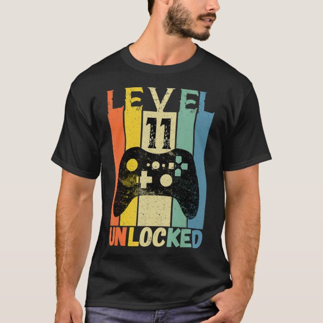 T-shirt 11e Anniversaire Niveau 11 Jeu vidéo déverrouillé  (Devant)