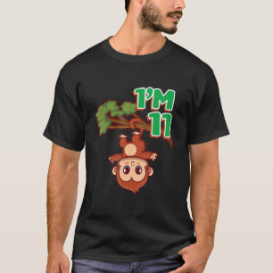 T-shirt 11e fête d'anniversaire 11 ans Singe Ape Zoo Anima