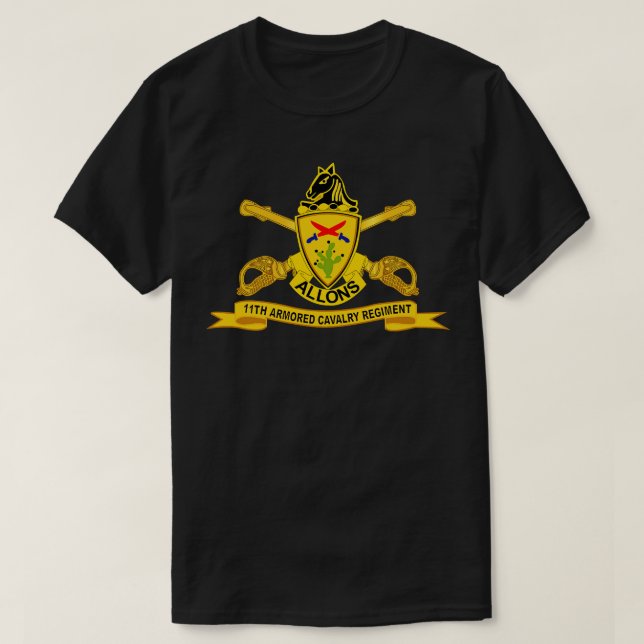 T-shirt 11e Régiment de cavalerie blindée avec Br Ribbon (Design devant)