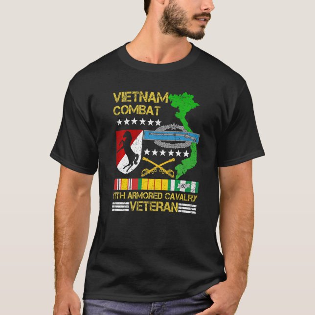 T-shirt 11e Régiment de cavalerie blindée Vietnam Combat V (Devant)