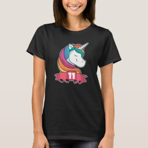 T-shirt 11ème Anniversaire Pour Filles Thème Unicorn Girl