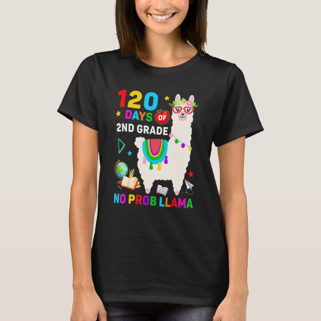 T-shirt 120e jour d'école pas de problème lama 120 jours d (Devant)