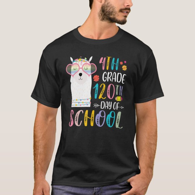 T-shirt 120e jour d'école sans problème lama 120 jours de  (Devant)