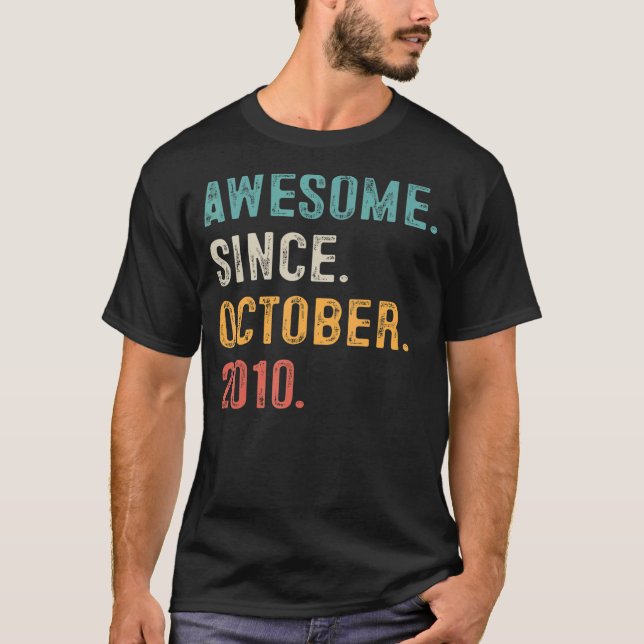 T-shirt 12 Ans 12e Anniversaire Awesome depuis Octobre (Devant)