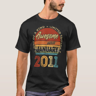 T-shirt 12 Ans Awesome Depuis Janvier 2011 12e Anniversair