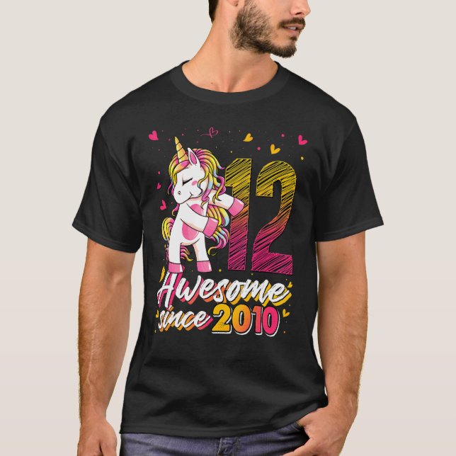 T-shirt 12 Ans Unicorne Flossing 12e Anniversaire Unico (Devant)