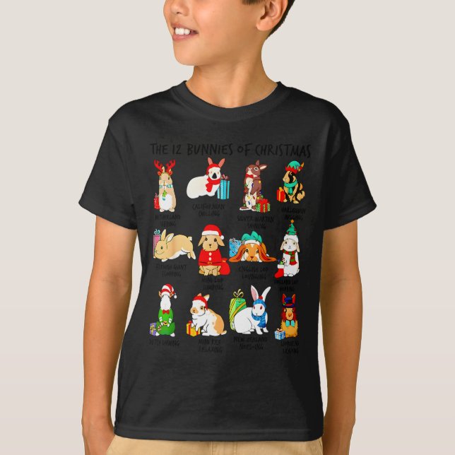 T-shirt 12 Bunny Of Christmas Bunny Rabbit Christmas Xmas  (Devant)