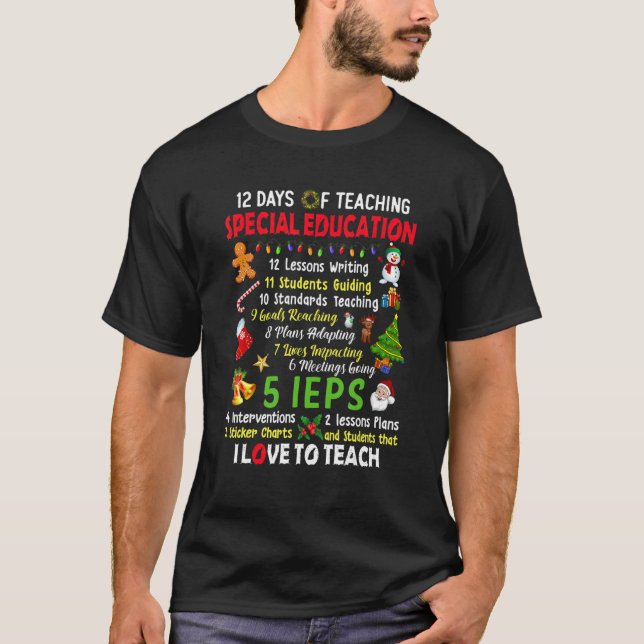 T-shirt 12 Days Of Teaching Special Education Teacher Elf  (Devant)