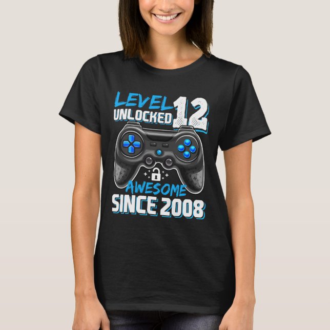T-shirt 12 Déverrouillé Awesome 2008 jeu vidéo 12e anniver (Devant)