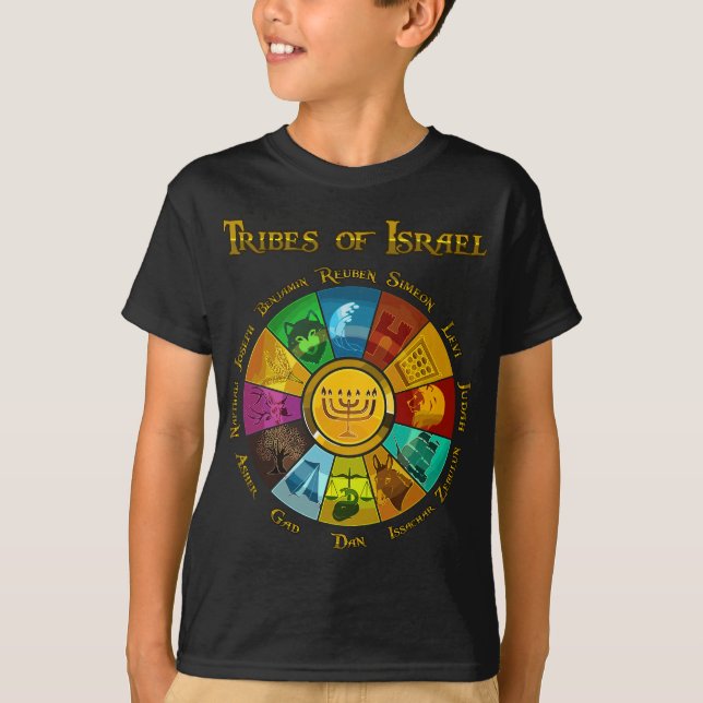 T-shirt 12 Douze Tribus D'Israël Hébreu Juif Israélite (Devant)