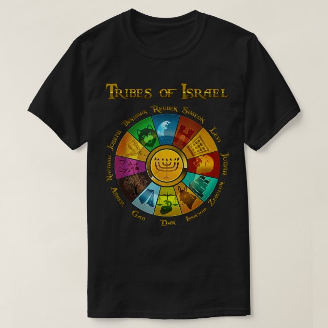 T-shirt 12 Douze Tribus D'Israël Hébreu Juif Israélite (Design devant)