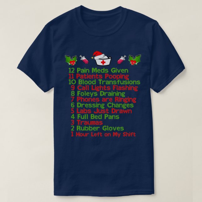 T-shirt 12 Jours de soins infirmiers Cadeaux de Noël pour  (Design devant)