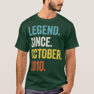 T-shirt 12 Years Old Legend Since October 2010 12th Birthd