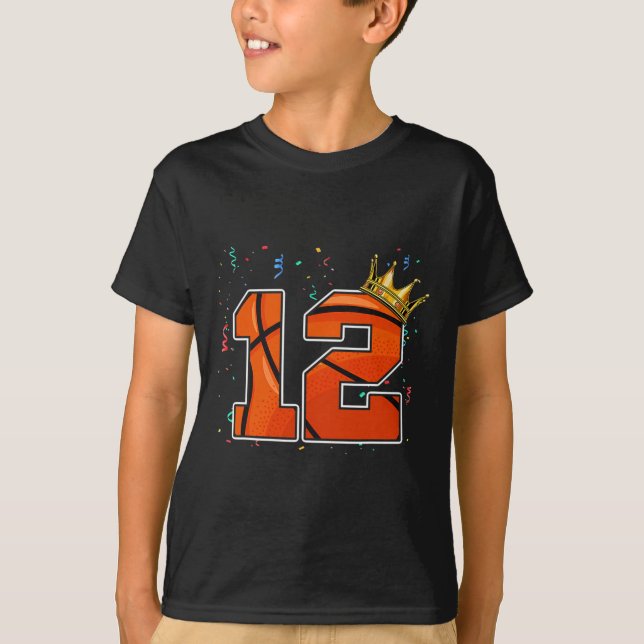 T-shirt 12e anniversaire Basketball grand nombre 12 ans Bo (Devant)