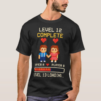 T-shirt 12e Anniversaire de Mariage Joueur Vintage Niveau