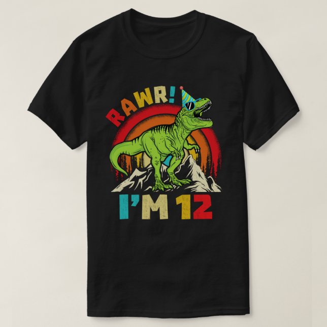 T-shirt 12e anniversaire Dinosaur T Rex Rawr J'ai 12 ans p (Design devant)