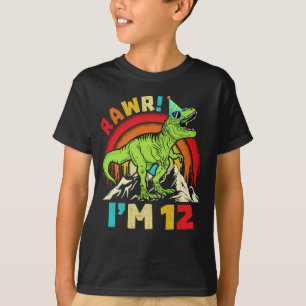T-shirt 12e anniversaire Dinosaur T Rex Rawr J'ai 12 ans p