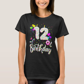 T-shirt 12e anniversaire fille 12 ans Anniversaire Doughnu