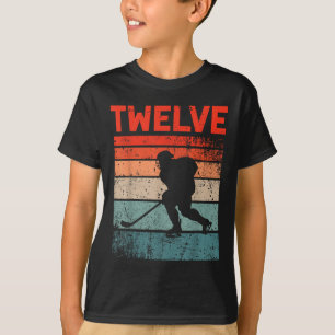 T-shirt 12e anniversaire Retro Hockey sur glace 12 ans Boy