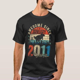 T-shirt 12ème Anniversaire Dinosaur Boy Awesome Janvier 20