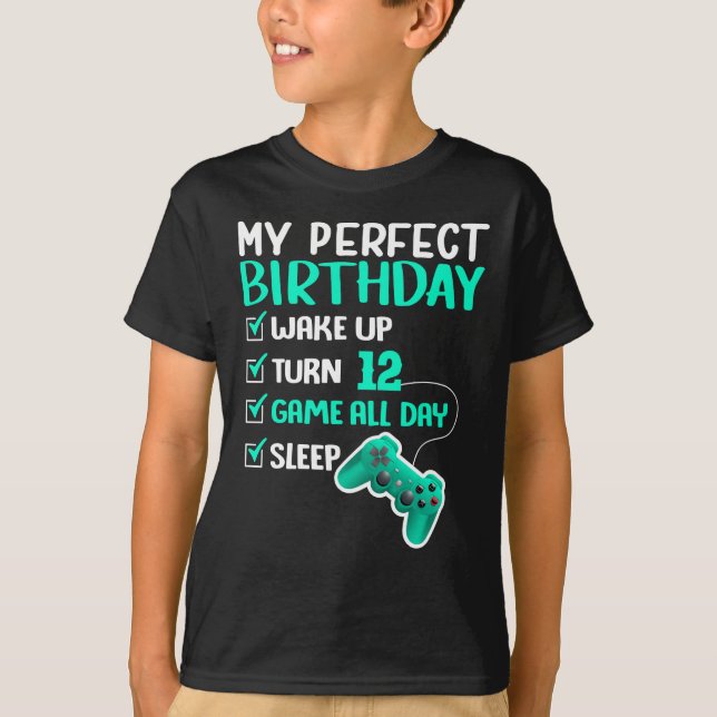 T-shirt 12ème Anniversaire Parfait Jeu 12 Ans Joueur  (Devant)