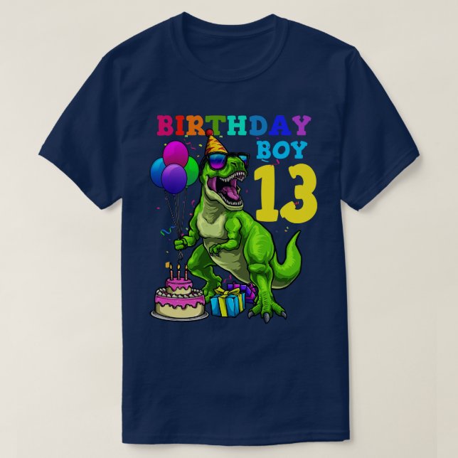 T-shirt 13e anniversaire Anniversaire garçon 13 Dinosaur (Design devant)