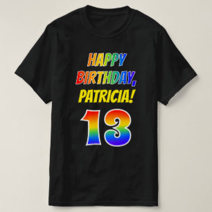 T-shirt 13e anniversaire — Bold, Fun, Rainbow 13, Nom pe