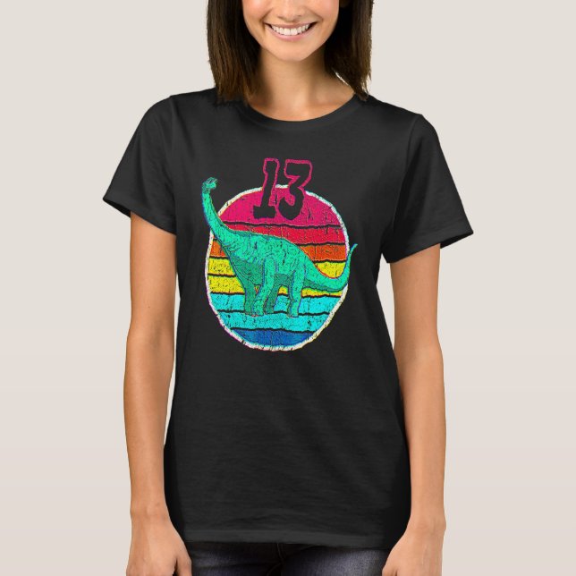 T-shirt 13e anniversaire I Brachiosaurus Diplodocus I Fami (Devant)