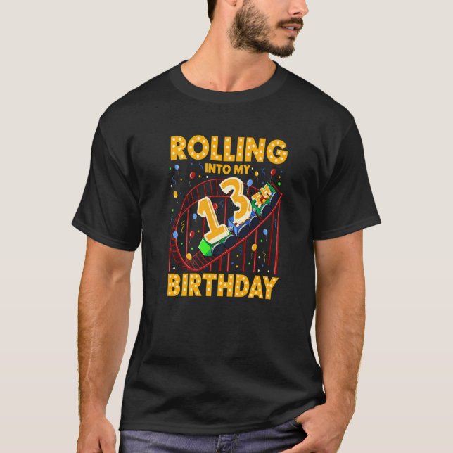 T-shirt 13e anniversaire Rollercoaster Amusement Park Birt (Devant)