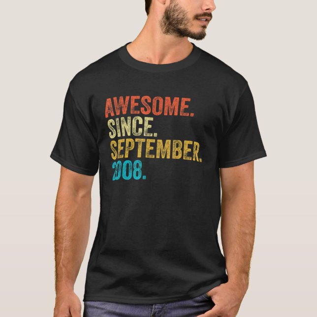 T-shirt 14 Ans Awesome Depuis Septembre 2008 14th Bi (Devant)